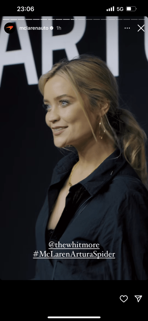 image shows laura whitmore at the mclaren artura spider launch